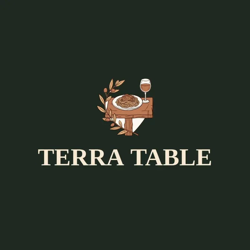 The Italian restaurant name Terra Table as a branded logo with a color icon