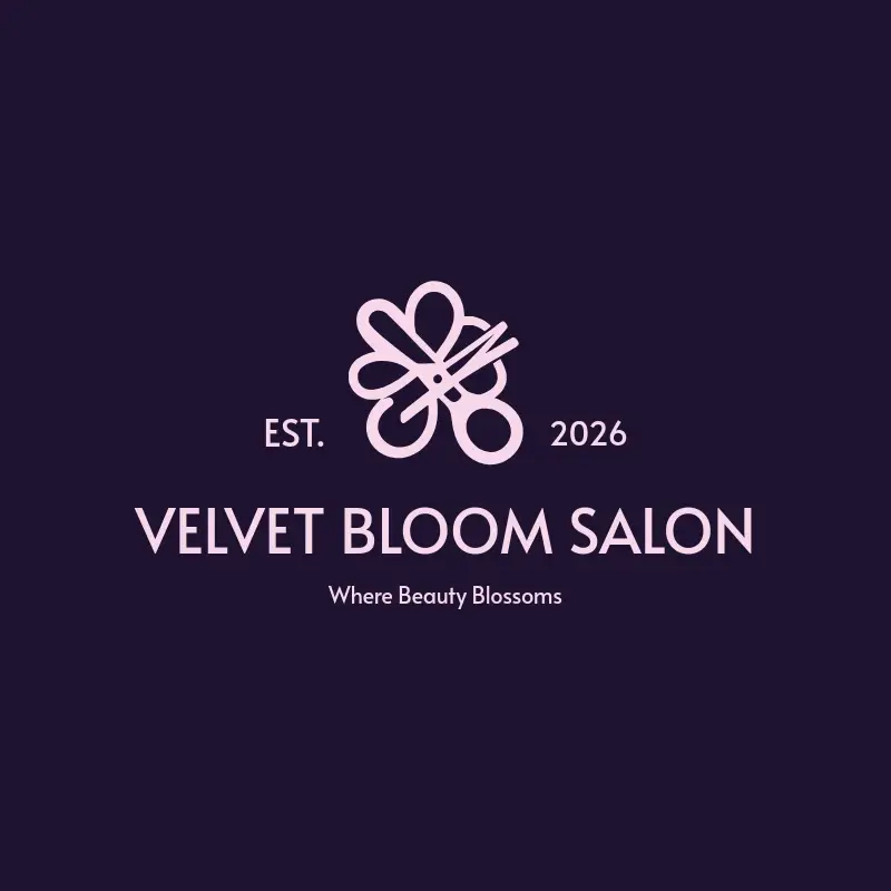 The beauty business name Velvet Bloom Salon as a branded logo with a single color icon
