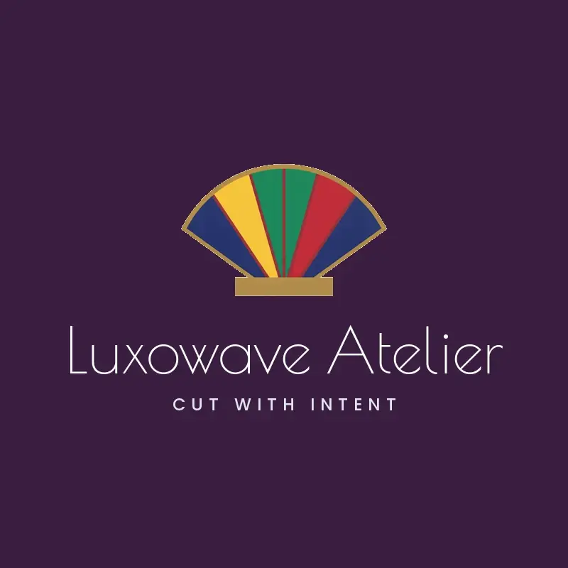 The clothing brand name Luxowave Atelier as a branded logo in a deco style