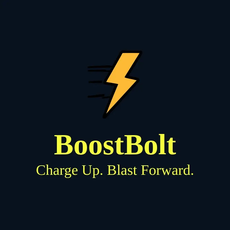 The drink name BoostBolt as a branded logo with a color icon