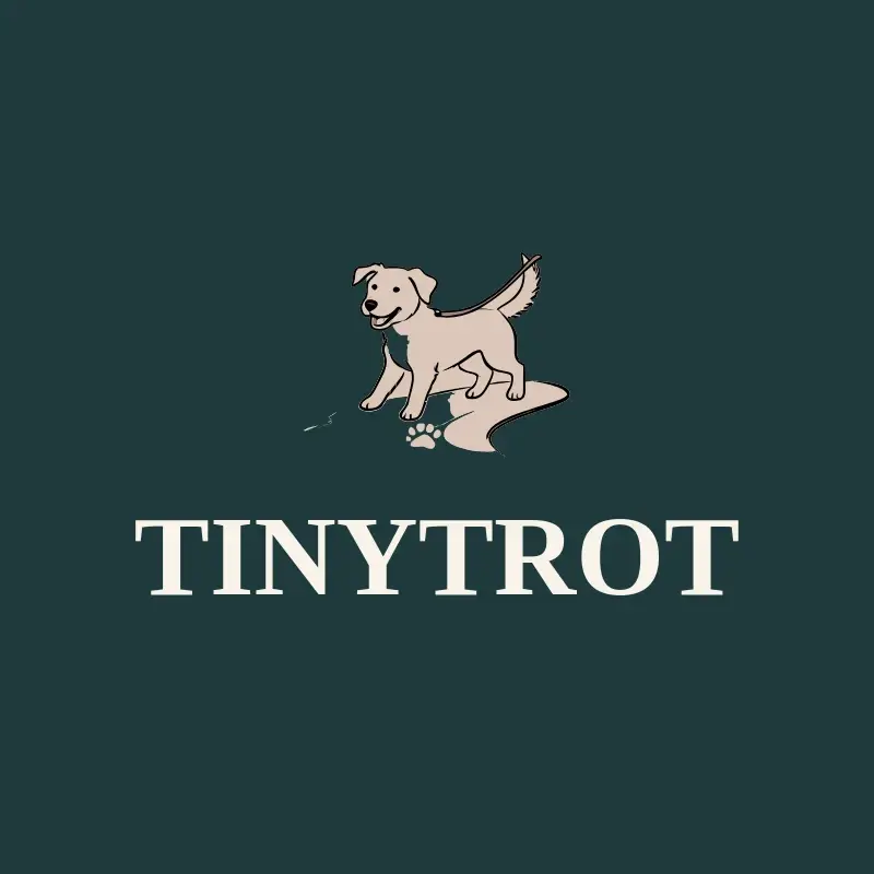 The dog walking business name TinyTrot as a branded logo with a single color icon