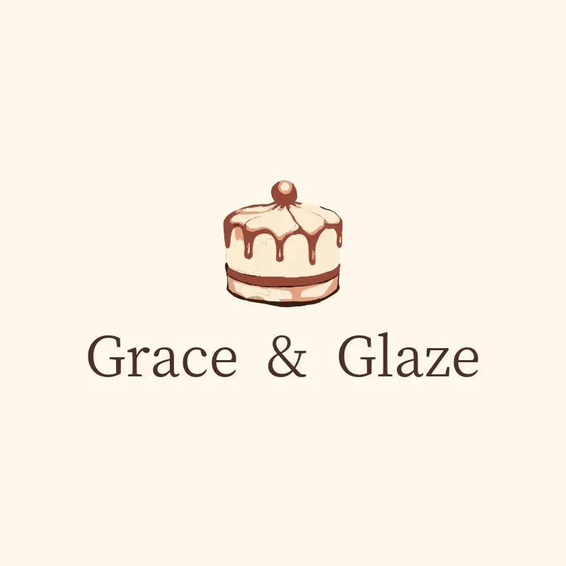 The cake business name Grace & Glaze as a branded logo with a color icon