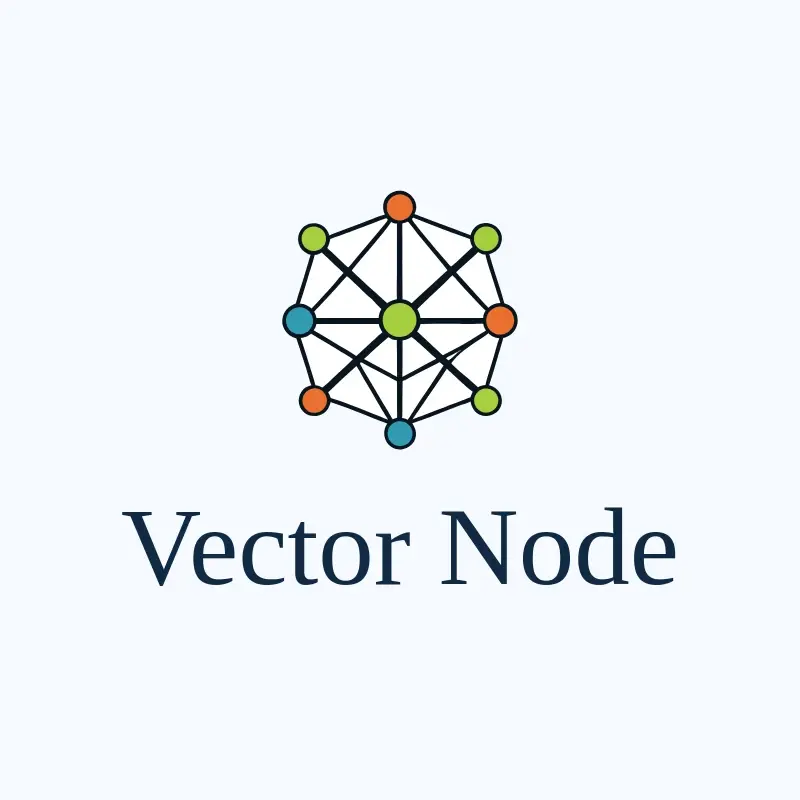 The tech company name Vector Node as a branded logo with a color icon