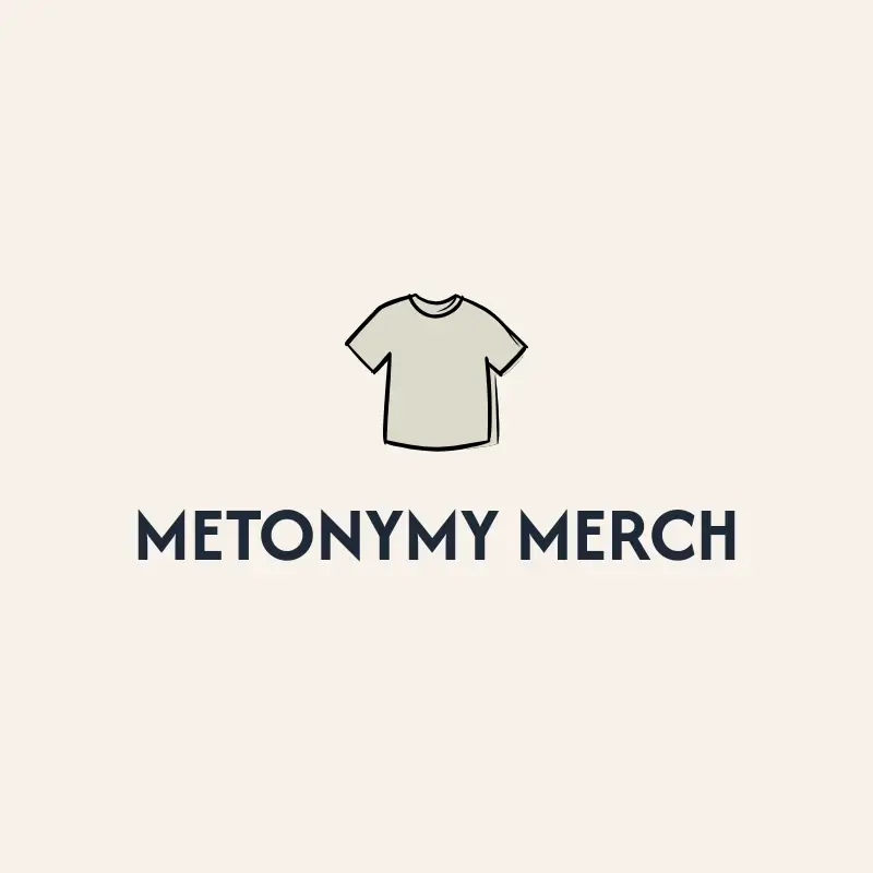 The rap name Metonymy Merch as a branded logo with a single color icon