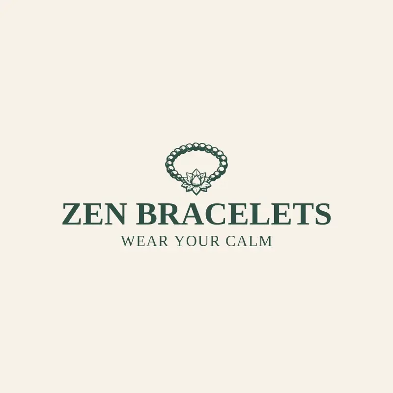 The bracelet business name Zen Bracelets as a branded logo with a single color icon