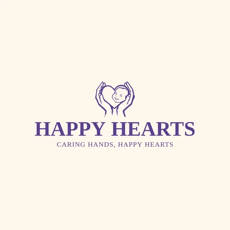 The babysitting name Happy Hearts as a branded logo with a single color icon
