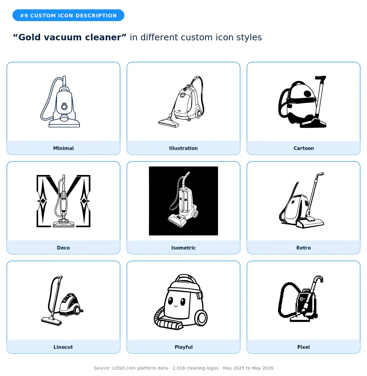 Gold vacuum cleaner in nine styles