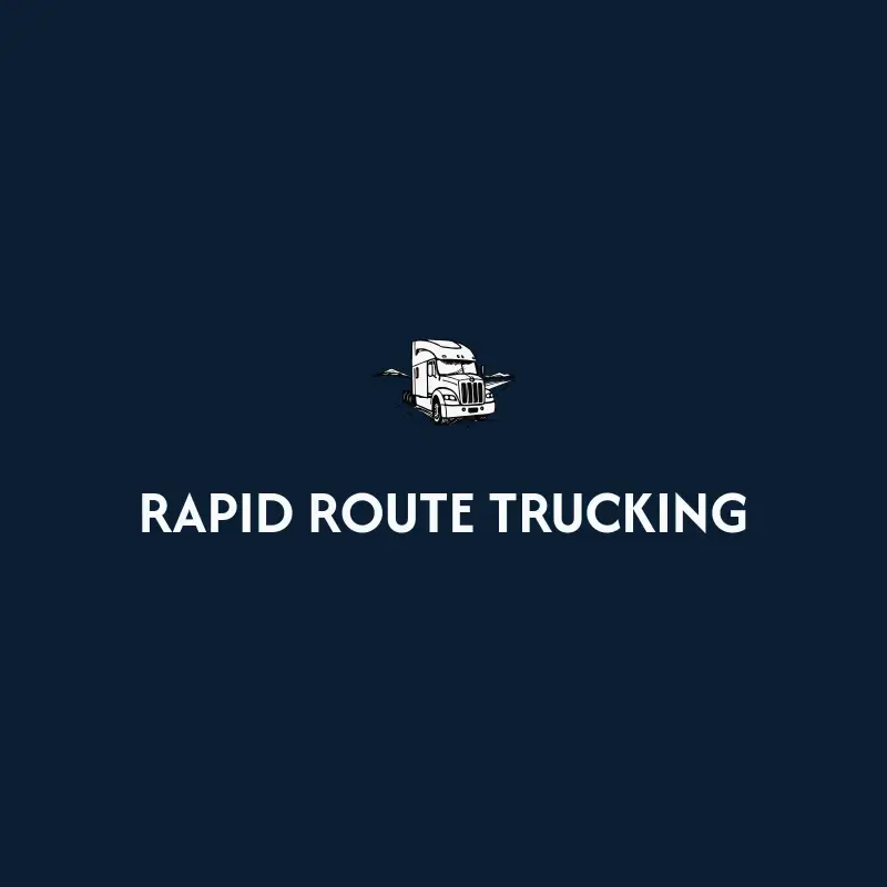The trucking company name Rapid Route Trucking as a branded logo with a single color icon