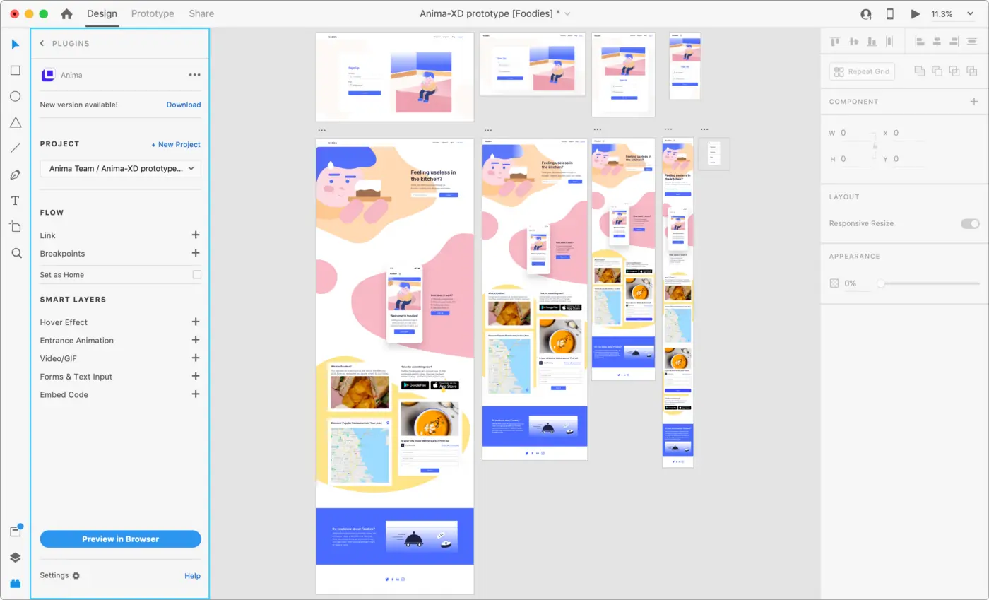 Adobe XD preview
