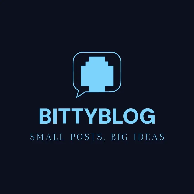 The pen name BittyBlog as a branded logo with a single color icon