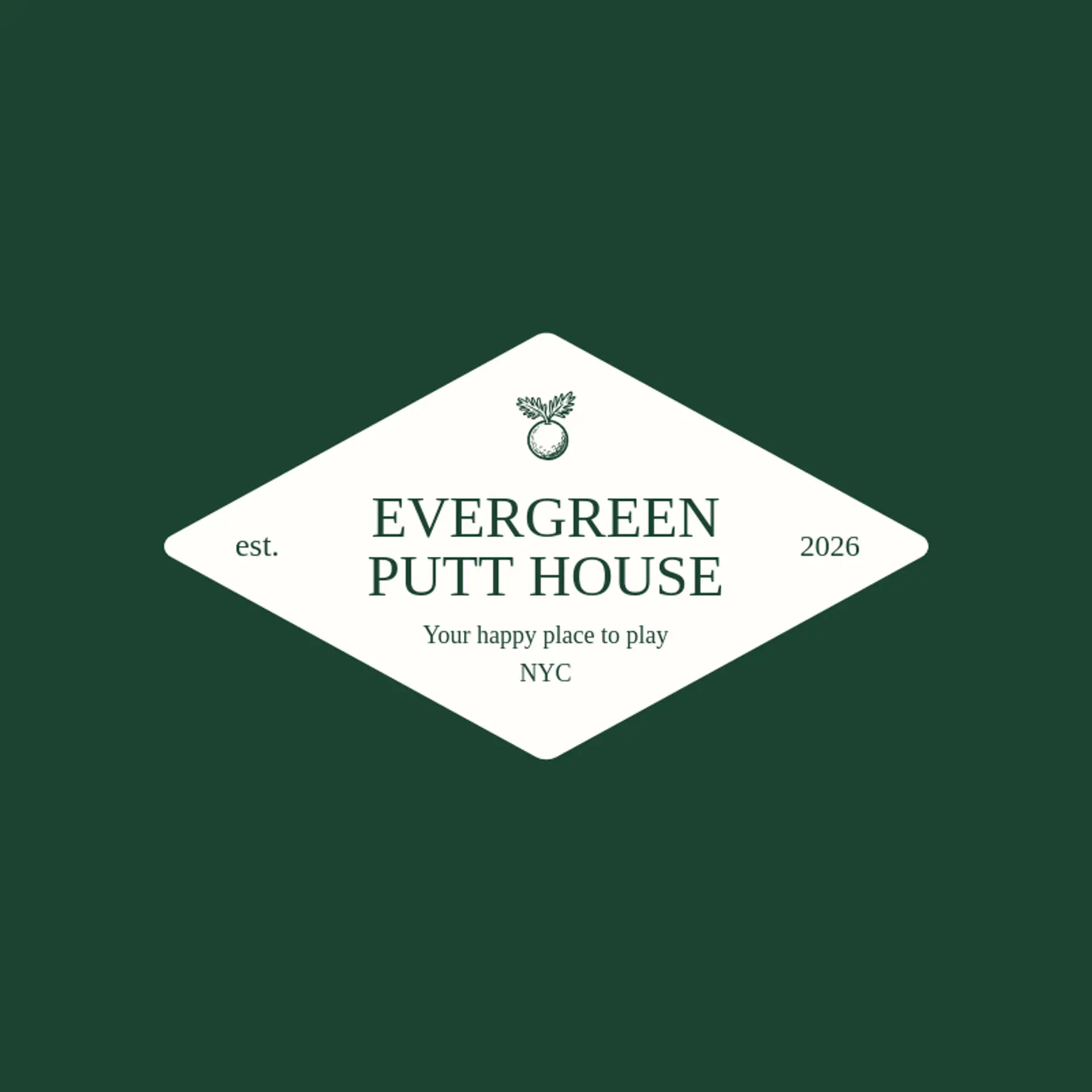 Evergreen Putt House logo for mini golf
