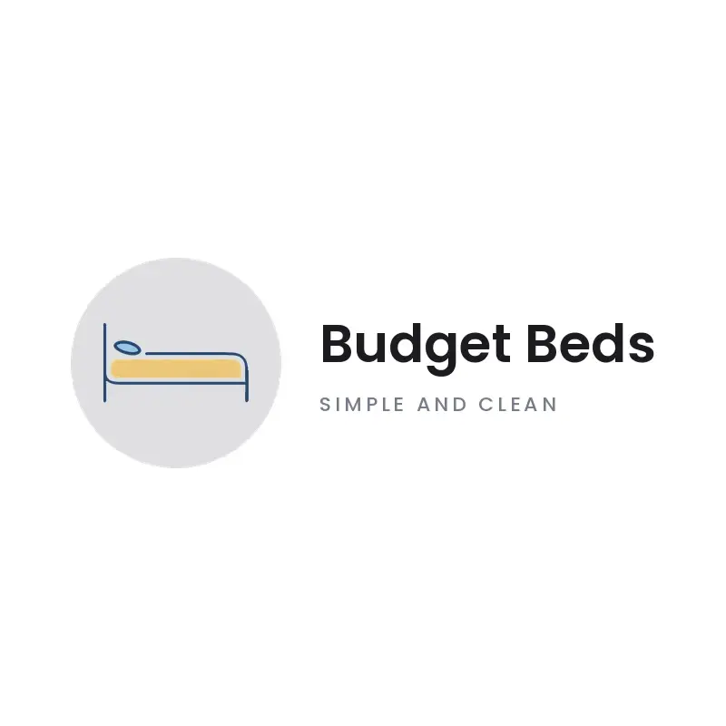 The hotel name Budget Beds as a branded logo in a minimal style