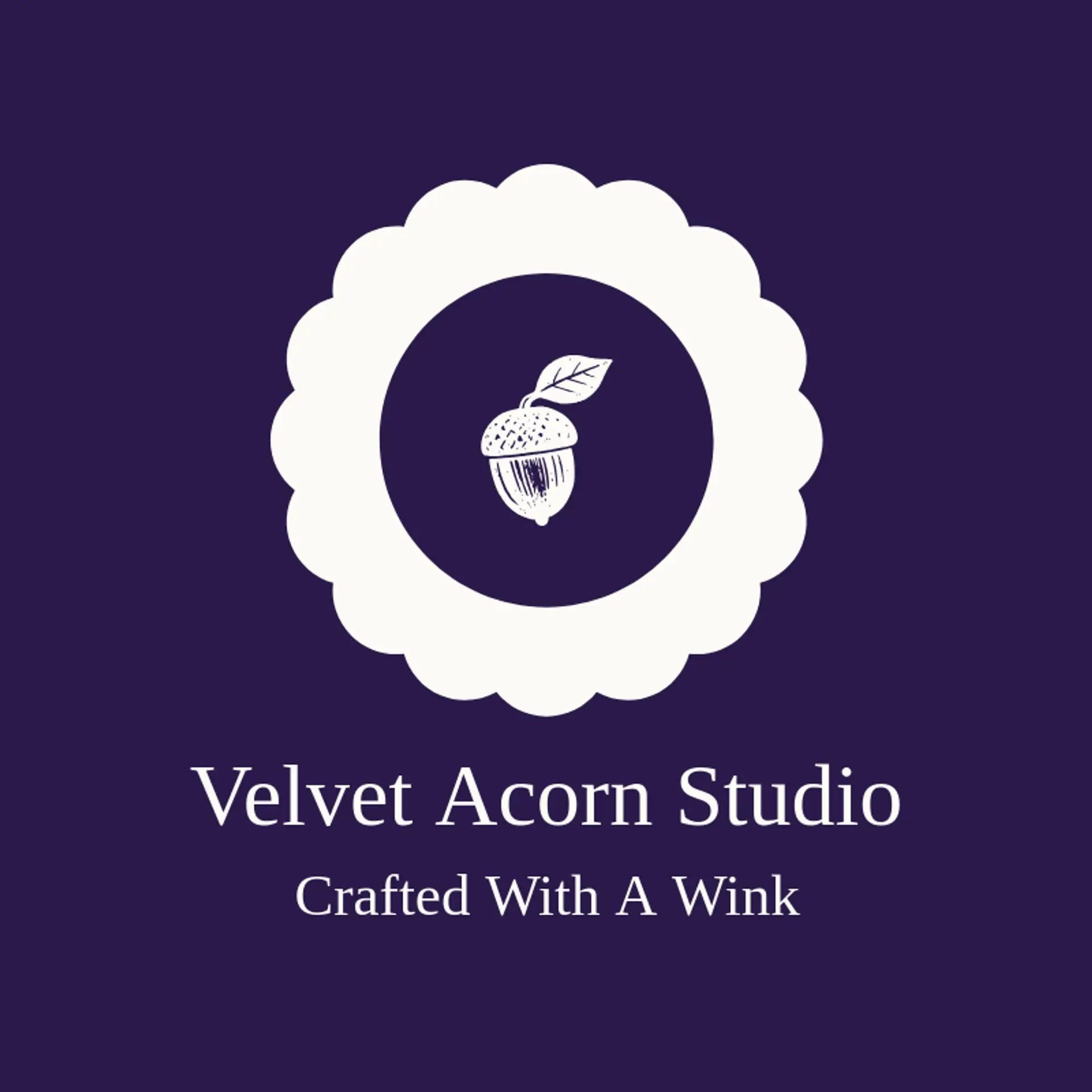Velvet Acorn Studio logo for handmade