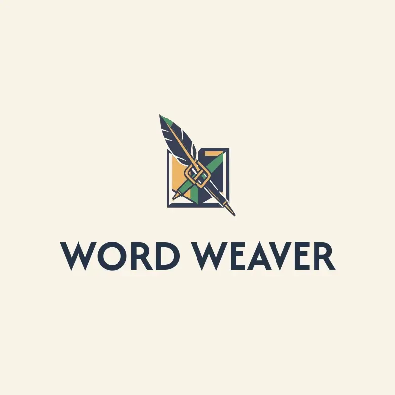 The pen name Word Weaver as a branded logo with a color icon