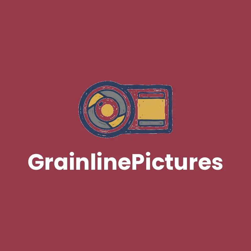 Linocut photo studio logo with a camera lens and a viewfinder