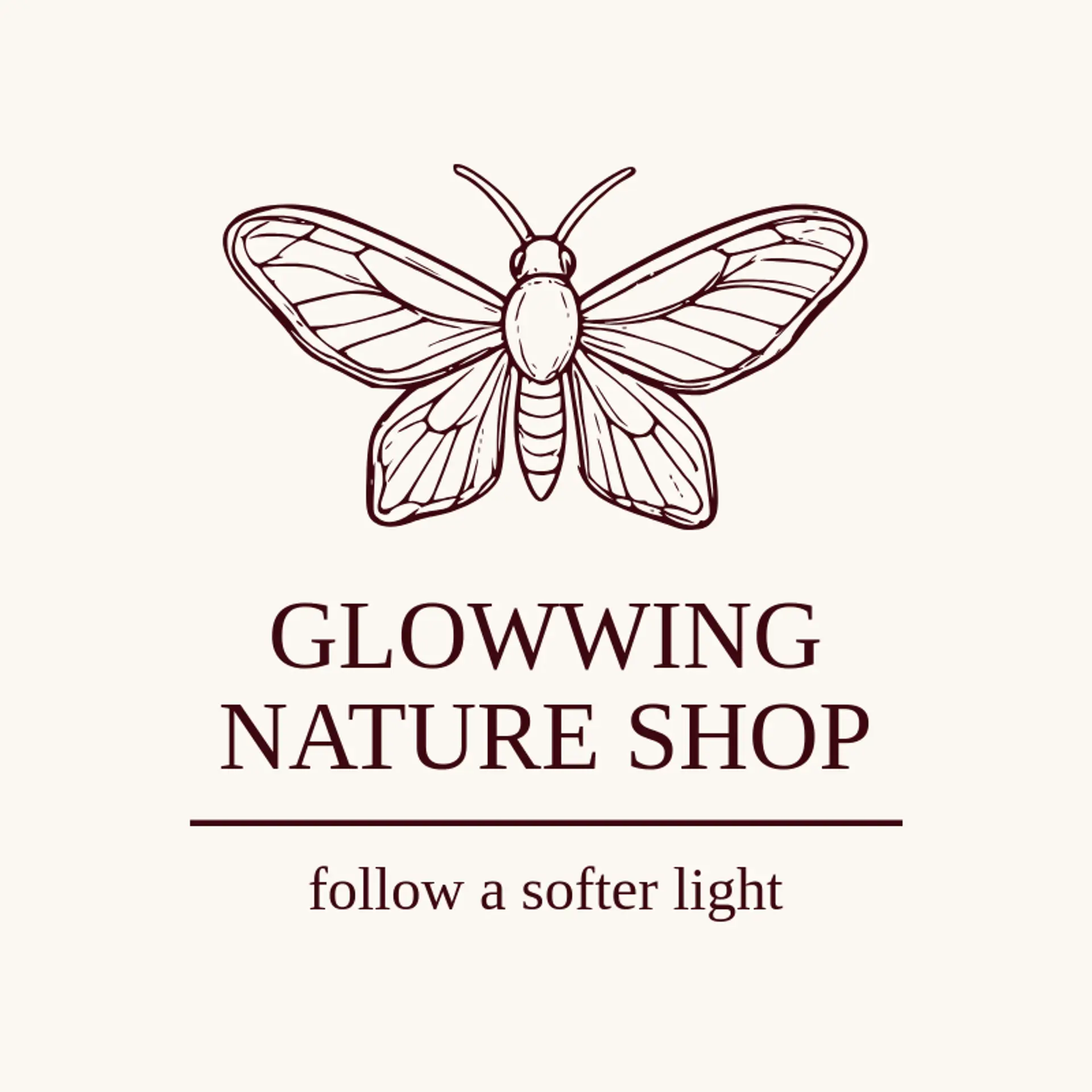 Glowwing Nature Shop logo for moth