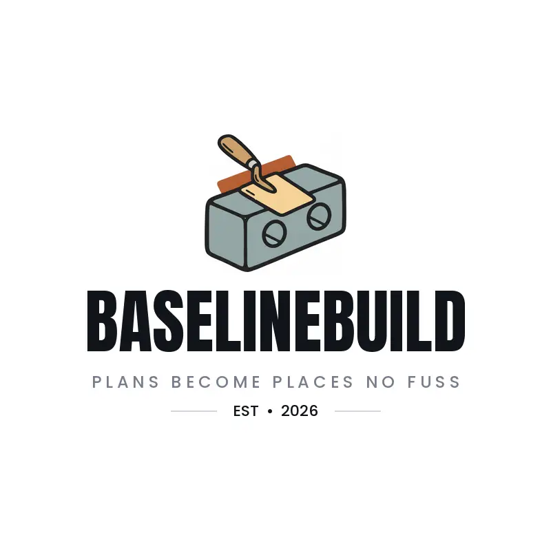 Construction logo idea: concrete block with trowel in a black ink style