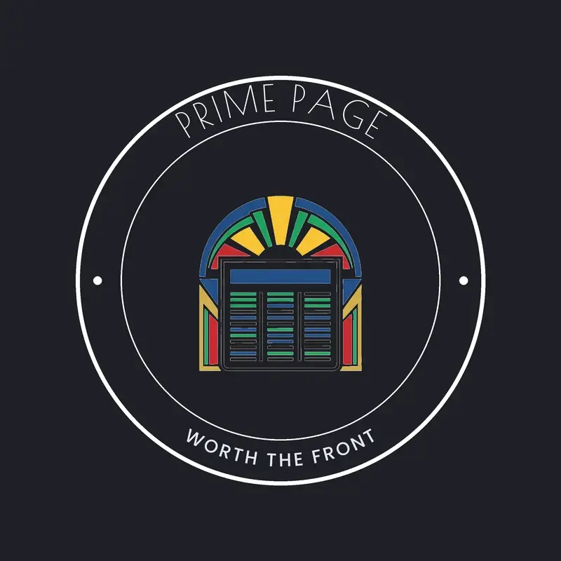The newspaper name Prime Page as a branded logo in a deco style