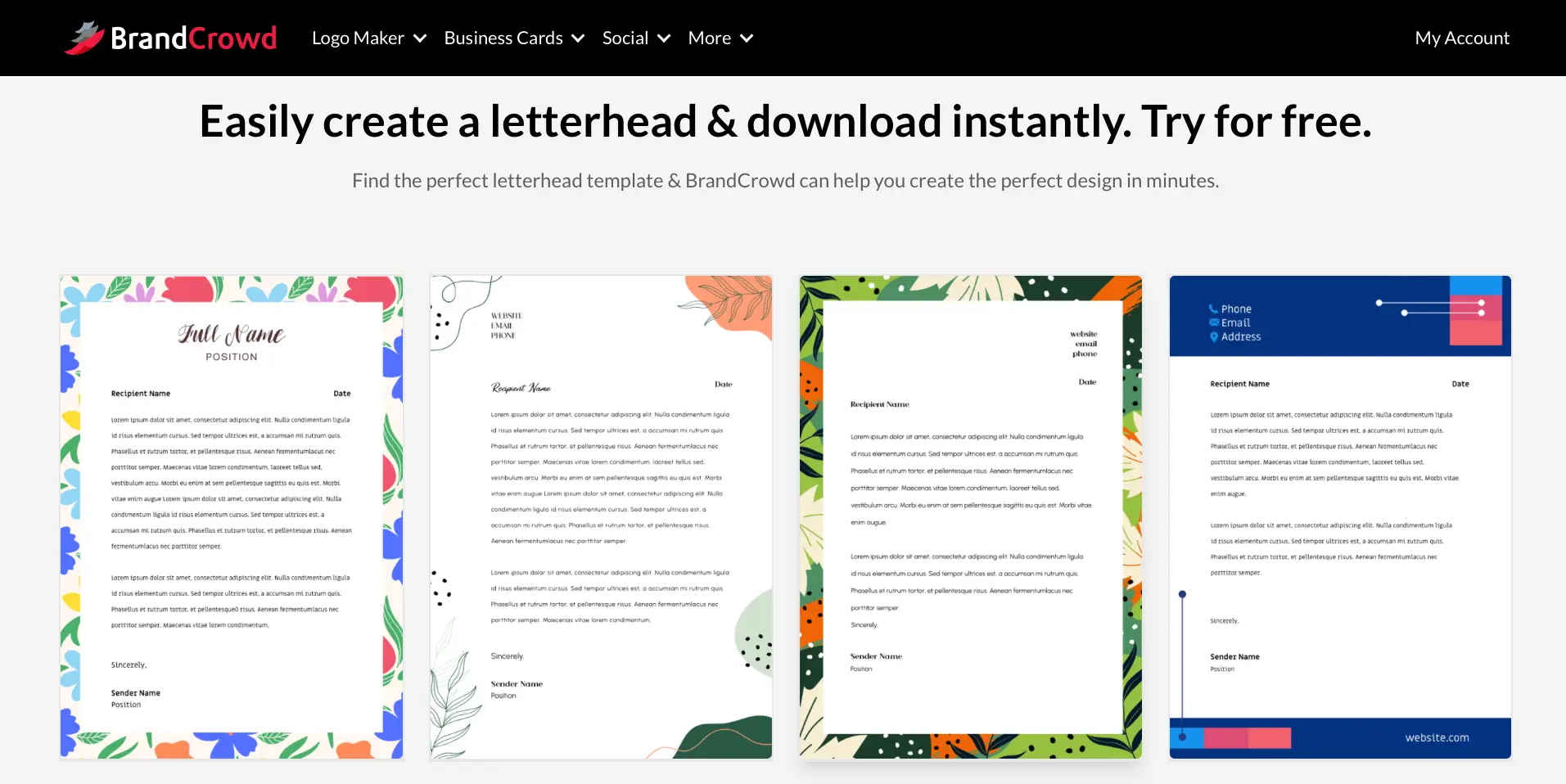 BrandCrowd letterhead templates