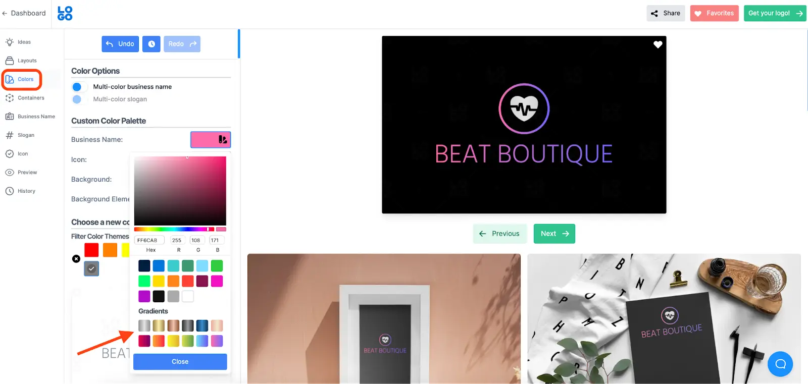 Explore all the different gradient colors