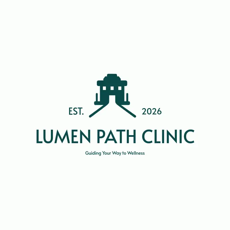 The medical practice name Lumen Path Clinic as a branded logo with a single color icon