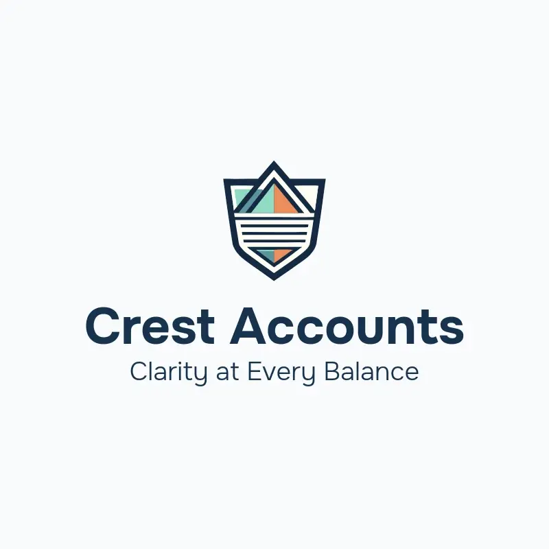 The bookkeeping name Crest Accounts as a branded logo with a color icon
