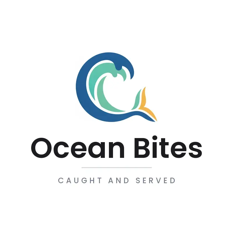 The food truck name Ocean Bites as a branded logo in a minimal style