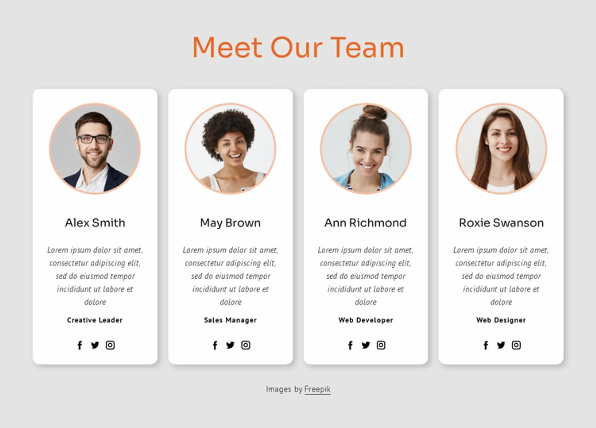 Don’t just add mugshots. Say something cool about your team members. 