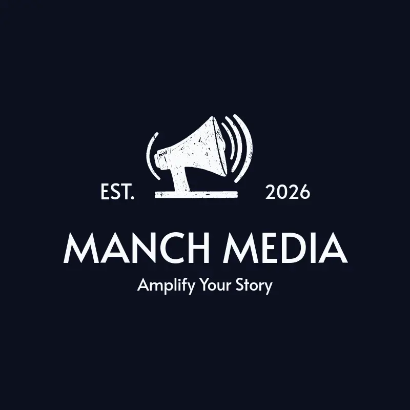 The blog name Manch Media as a branded logo with a single color icon