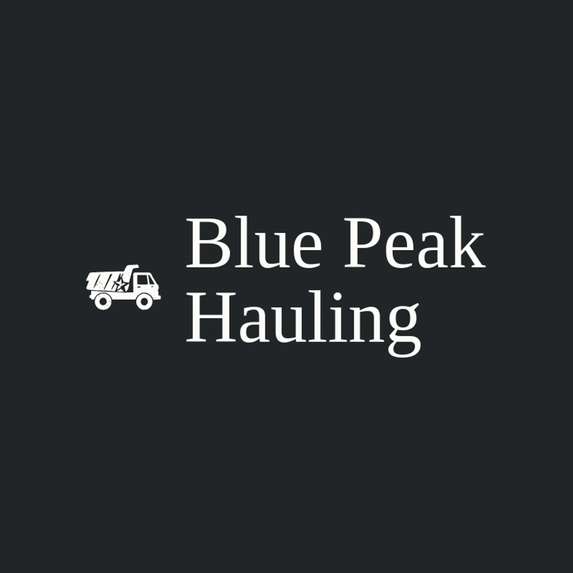 Blue Peak Hauling logo for dump truck