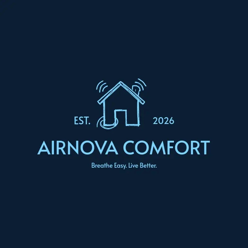 The HVAC name AirNova Comfort as a branded logo with a single color icon