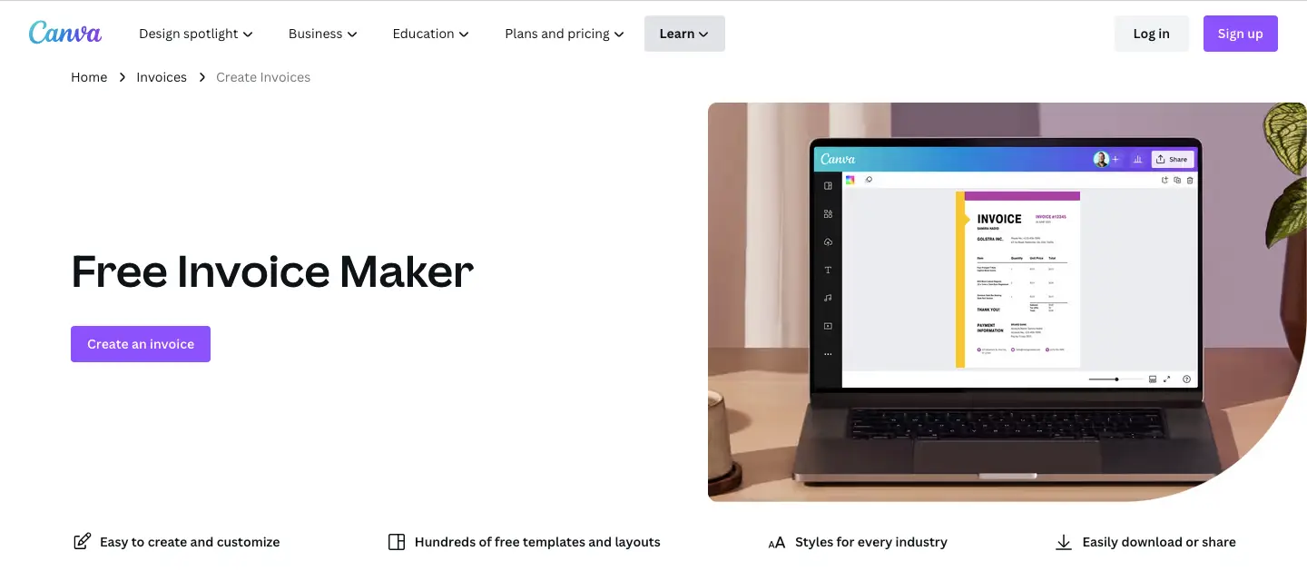 Canva invoice templates