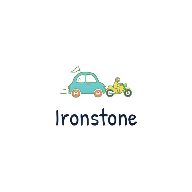 Playful mixed lot logo with a car and a motorcycle silhouette