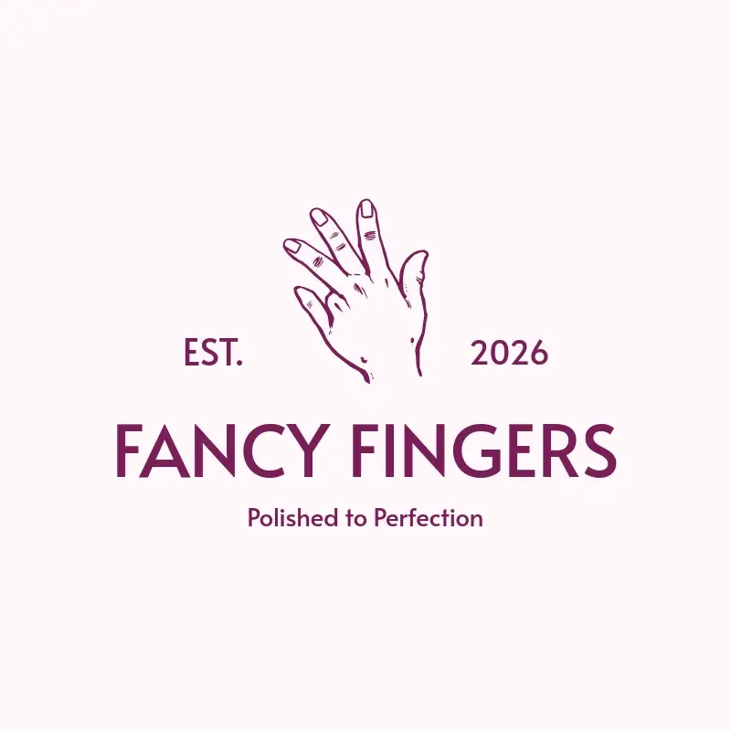 The nail salon name Fancy Fingers as a branded logo with a single color icon