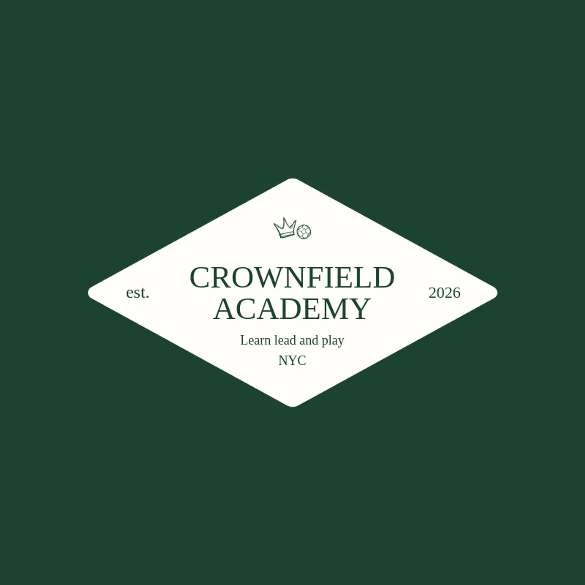 Crownfield Academy logo for soccer ball