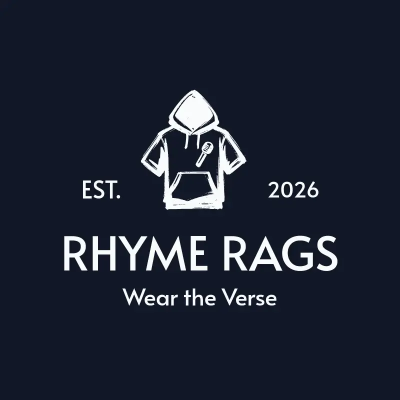 The rap name Rhyme Rags as a branded logo with a single color icon