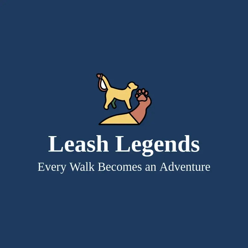The dog walking business name Leash Legends as a branded logo with a color icon