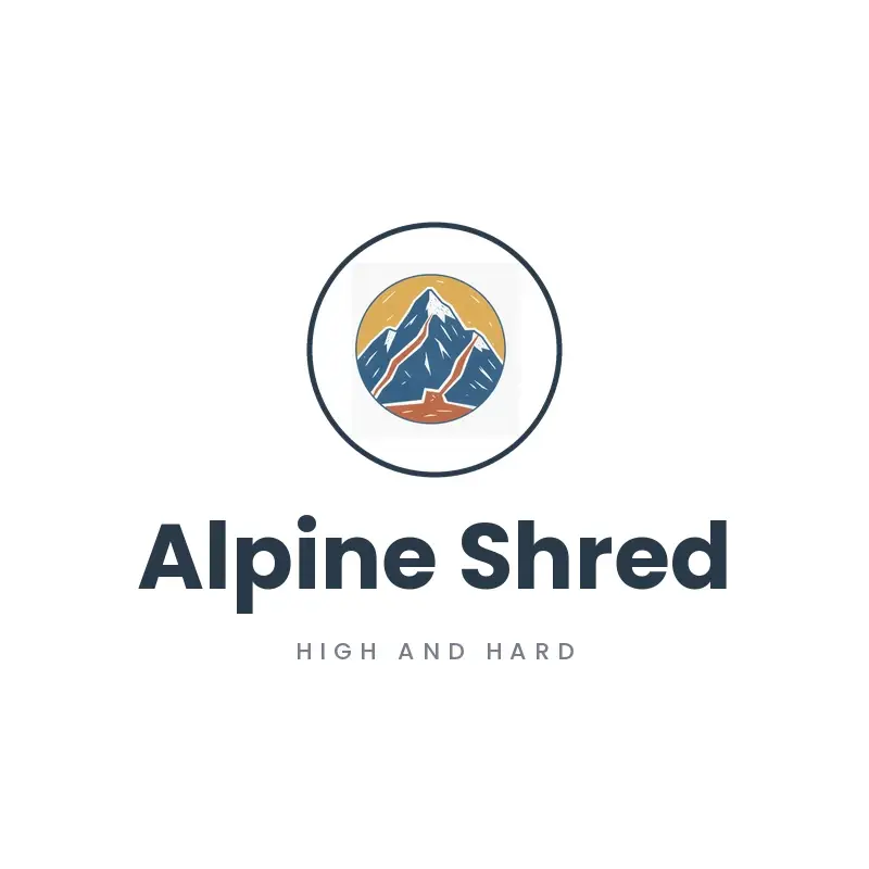 The gym name Alpine Shred as a branded logo in a linocut style