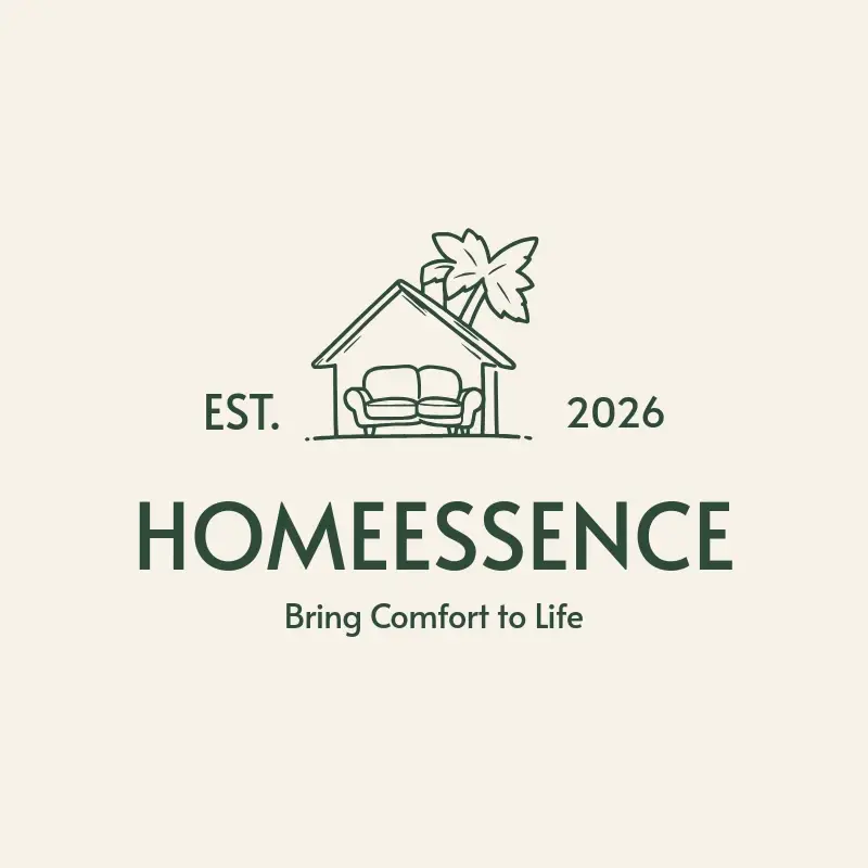 The Shopify store name HomeEssence as a branded logo with a single color icon