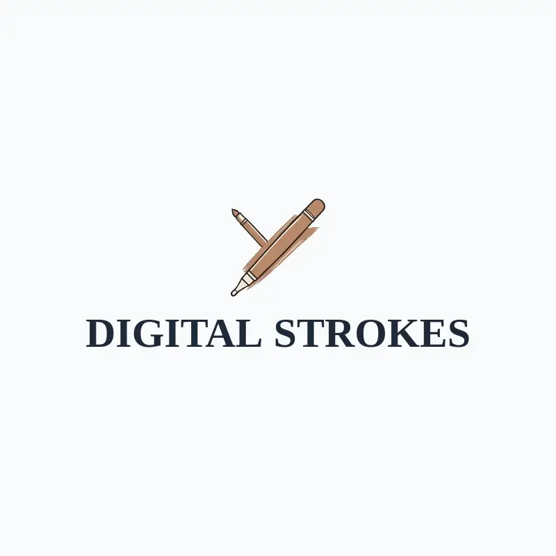 The art business name Digital Strokes as a branded logo with a color icon