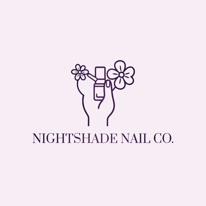 The nail salon name Nightshade Nail Co. as a branded logo with a single color icon
