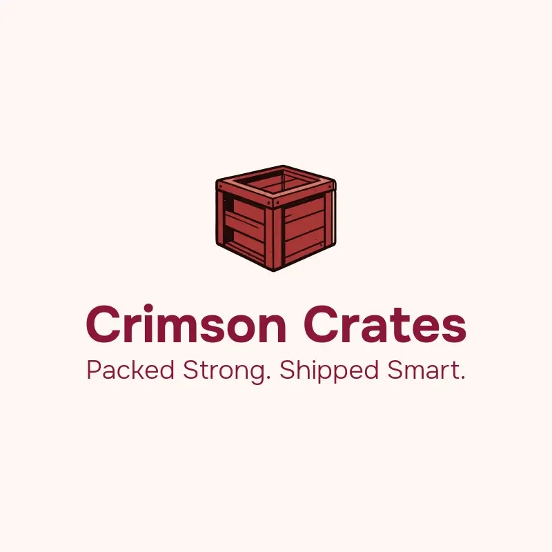 The moving company name Crimson Crates as a branded logo with a color icon