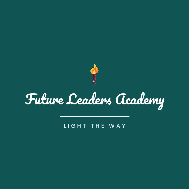 The school name Future Leaders Academy as a branded logo in a brush paint style