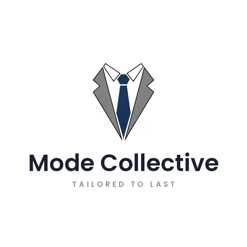 A formal necktie on a suit lapel, a men’s fashion logo in a minimal style