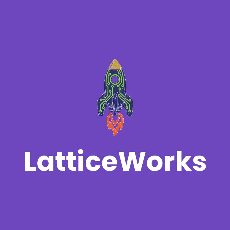 A linocut rocket and circuits tech logo on a purple background.