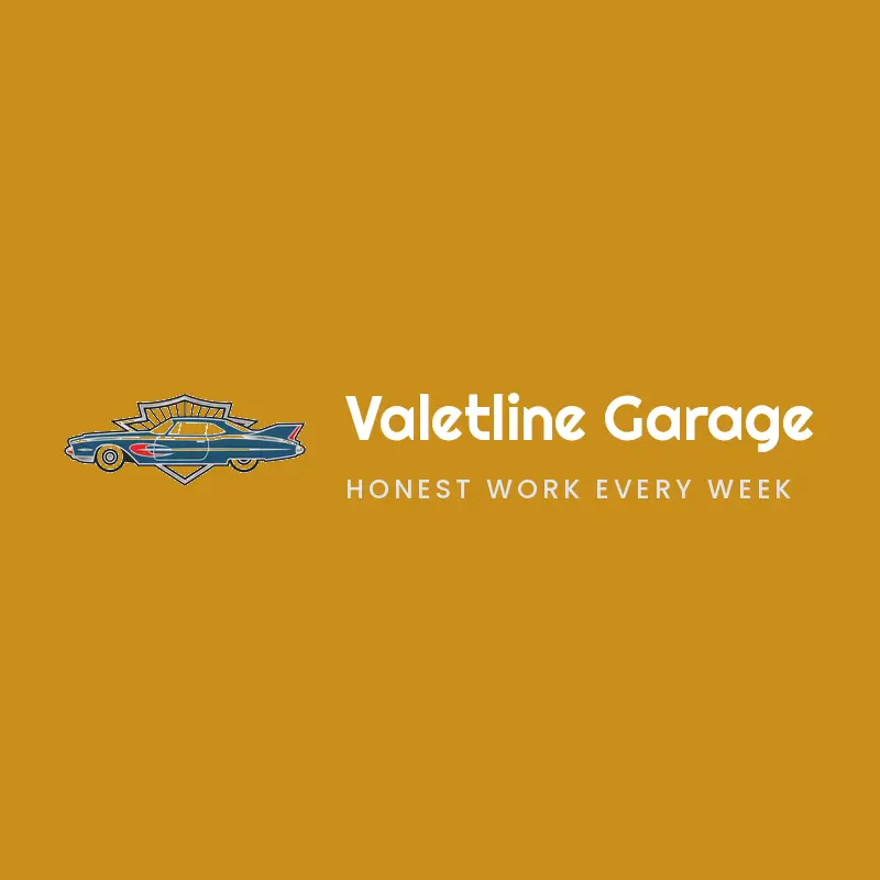A retro chrome emblem with a luxury car profile on gold beside a wide valeting wordmark.