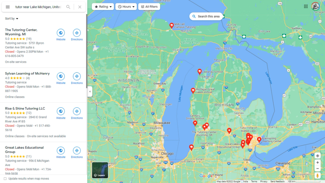 You can start your research by checking the proximity of tutoring businesses near you