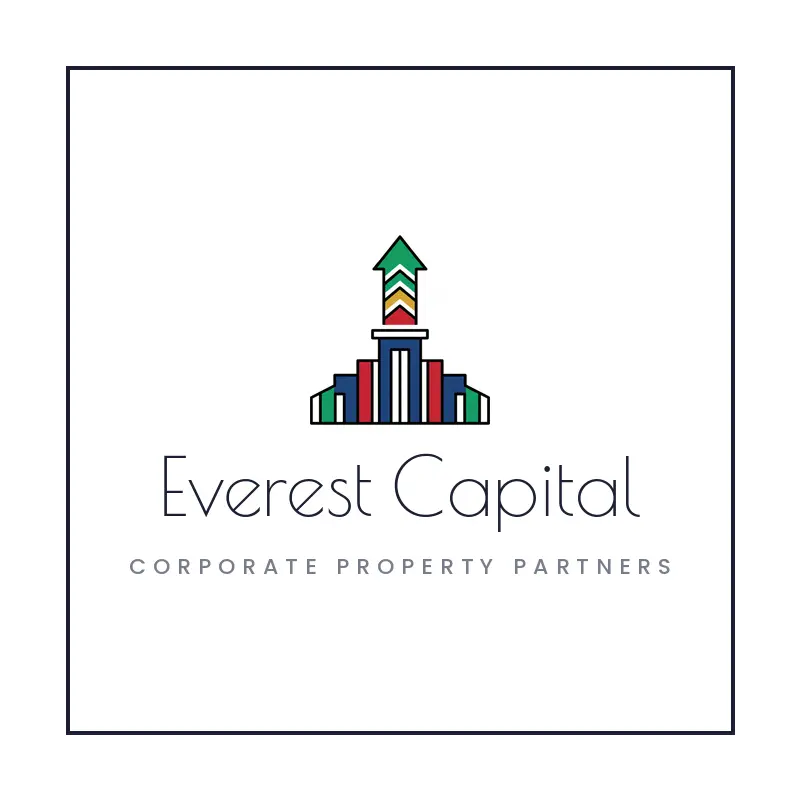 A property with an upgrade arrow, a value add real estate development logo in a deco style