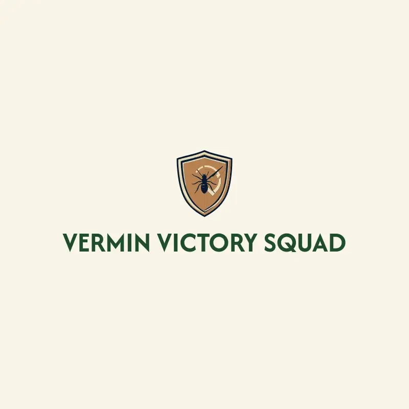 The pest control name Vermin Victory Squad as a branded logo with a color icon