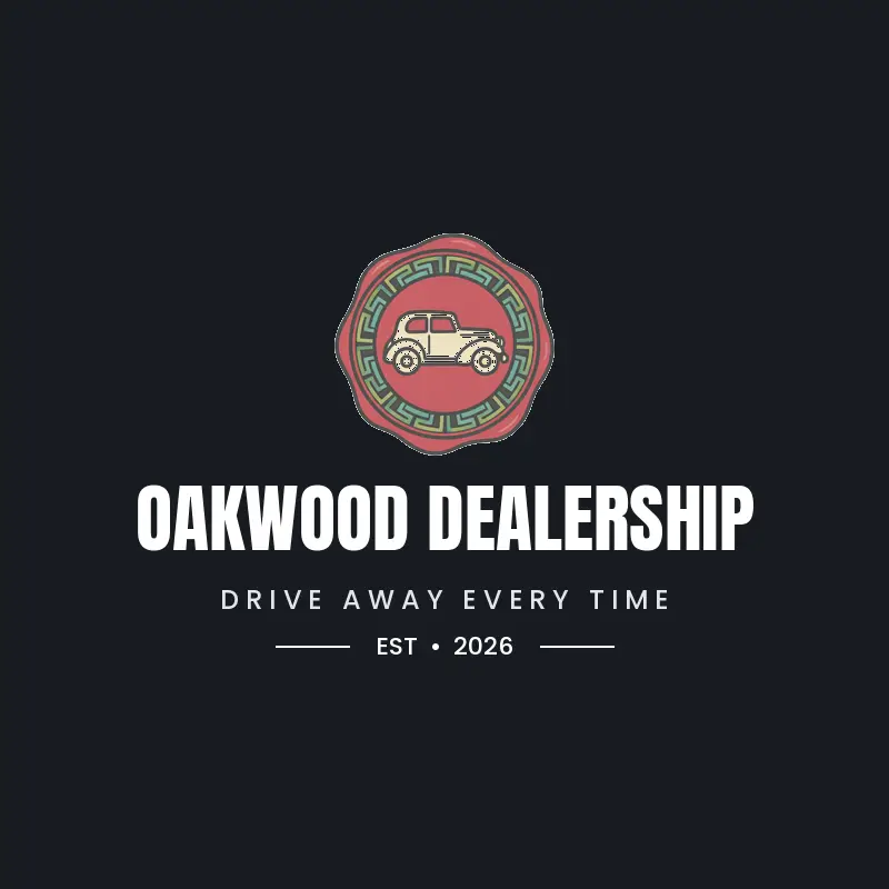 Black ink used car logo with a car pressed into a wax seal